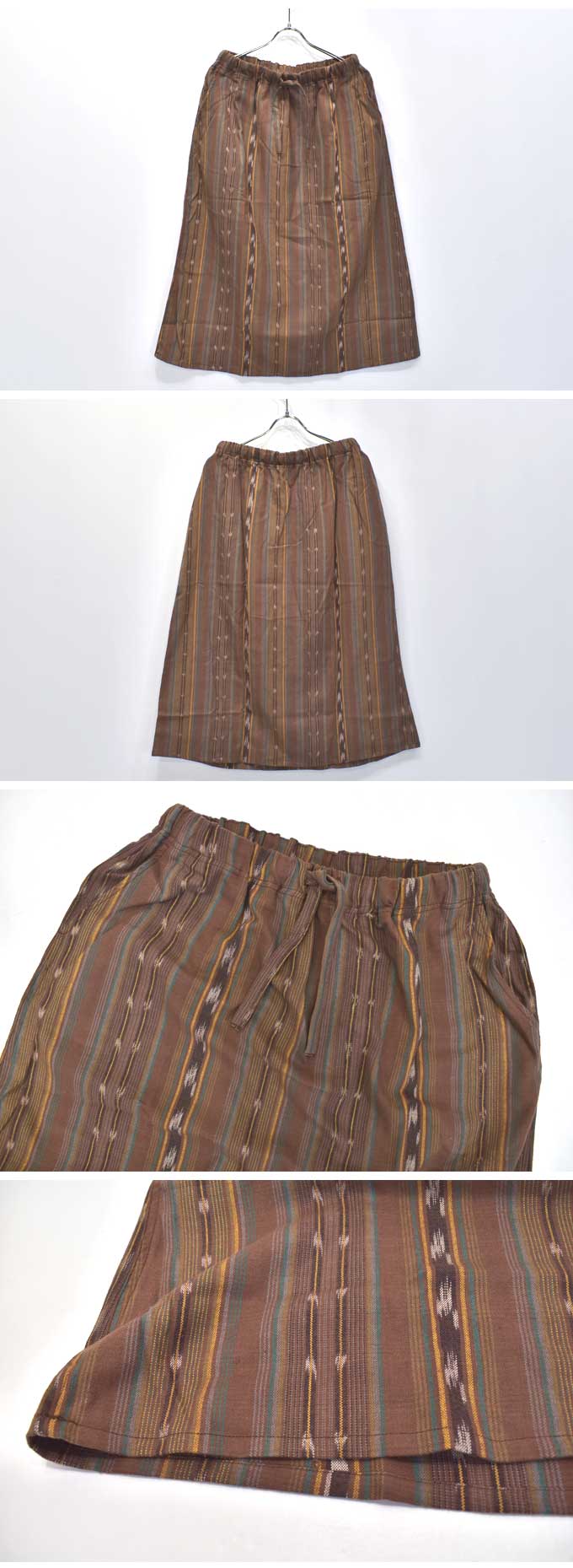 South2 West8 String Skirt (Cotton Cloth/Ikat Pattern)【返品・交換不可】 