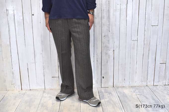 Side Tab Trouser (Stripe Poly Cloth) 【返品・交換不可】 / Grey