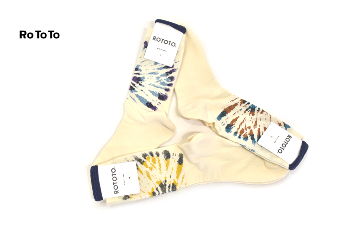 Rototo TIE DYE PATTERN CREW SOCKS