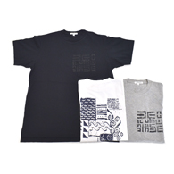 ENGINEERED GARMENTS Printed Cross Crew Neck T-Shirt / Square Geo