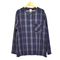 South2 West8 Henley Neck Shirt - Plaid Twill