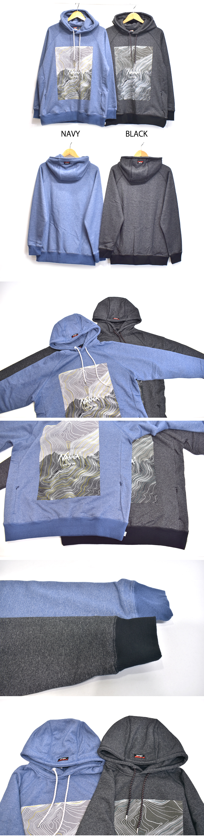 Nanga ECO HYBRID CONTOUR MAP LOGO SWEAT HOODIE【返品・交換不可】