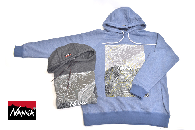 Nanga ECO HYBRID CONTOUR MAP LOGO SWEAT HOODIE【返品・交換不可】