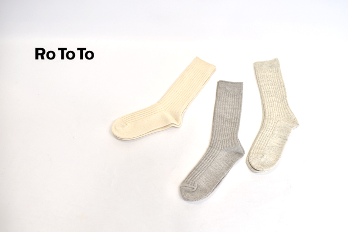 Rototo ORGANIC DAILY 3 PACK RIBBED CREW SOCKS