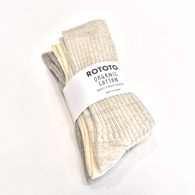 Rototo ORGANIC DAILY 3 PACK RIBBED CREW SOCKS