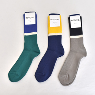 Rototo BICOLOR RIBBED CREW SOCKS