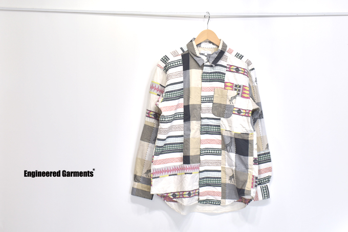 ENGINEERED GARMENTS Combo Short Collar Shirt - Cotton Giraffe Jacquard