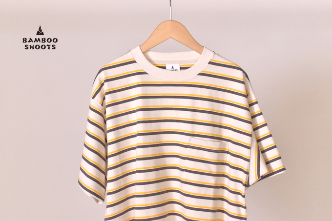 BAMBOO SHOOTS MULTI STRIPE POCKET T-SHIRT