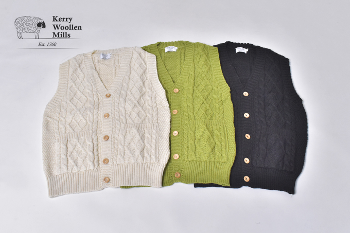 aran woolen mills アラン ケーブルニット vネック 英国