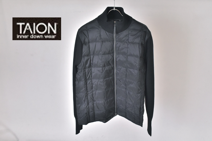 TAION 【UNISEX】HI NECK W-ZIP KNIT SLEEVE DOWN JACKET(TAION-102WZSN)