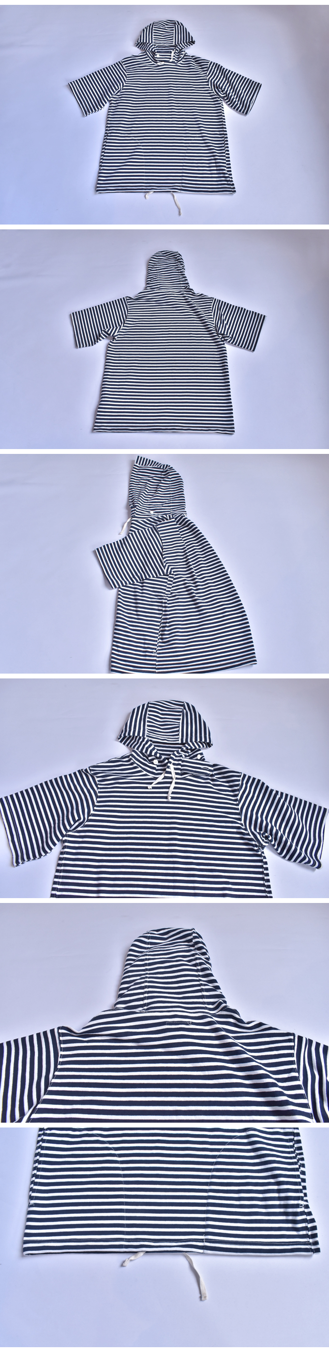 ENGINEERED GARMENTS Short Sleeve Hoody - Stripe Jersey