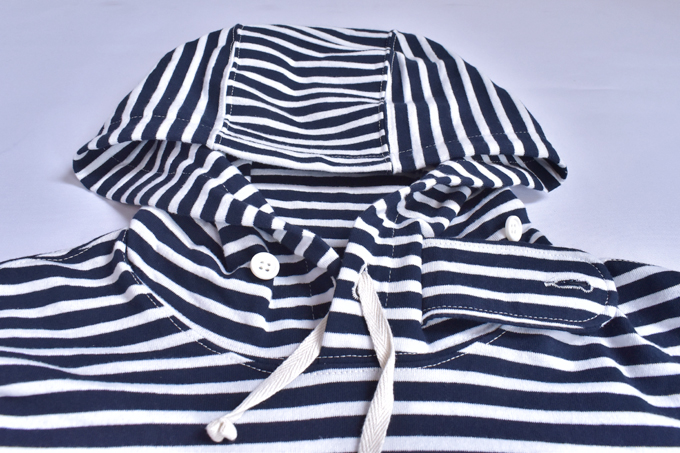 ENGINEERED GARMENTS Short Sleeve Hoody - Stripe Jersey