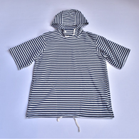 ENGINEERED GARMENTS Short Sleeve Hoody - Stripe Jersey