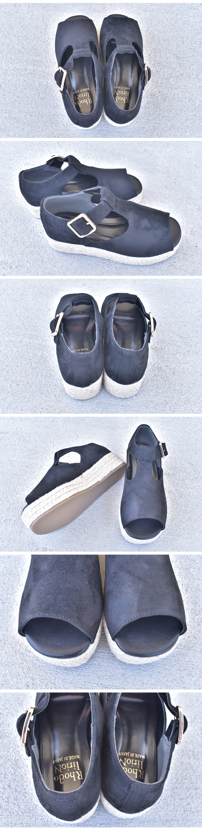 Rhodolirion ESPADRILLES PLATFORM - BLACK SUEDE　【返品・交換不可】