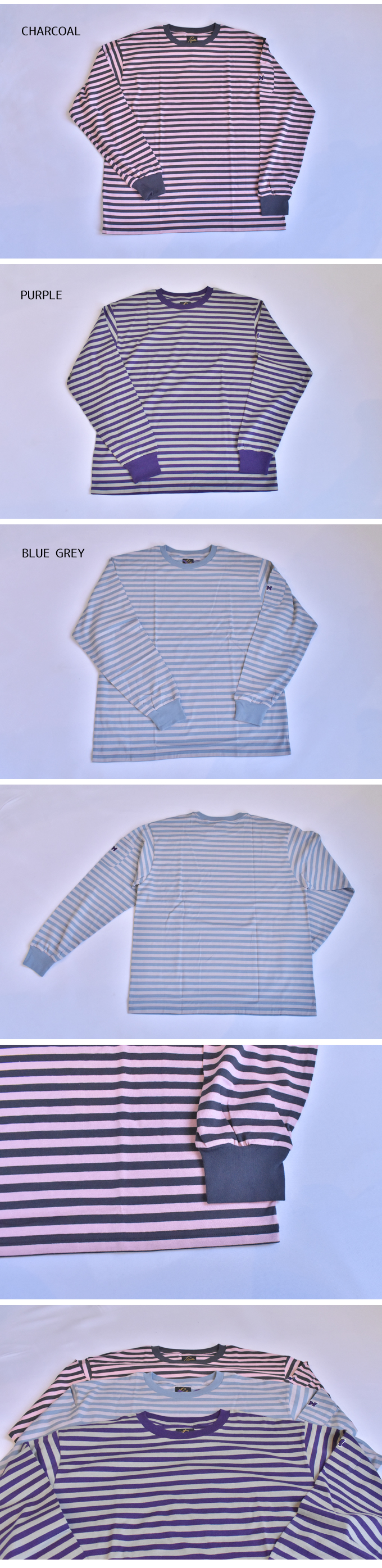 Needles L/S CREW NECK TEE - STRIPE JERSEY