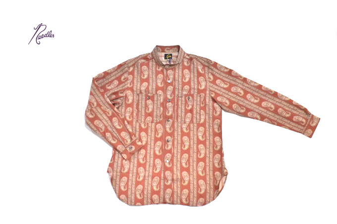 Needles BAND COLLAR WORK SHIRT- R/C LAWN CLOTH / PAISLEY PRINTED