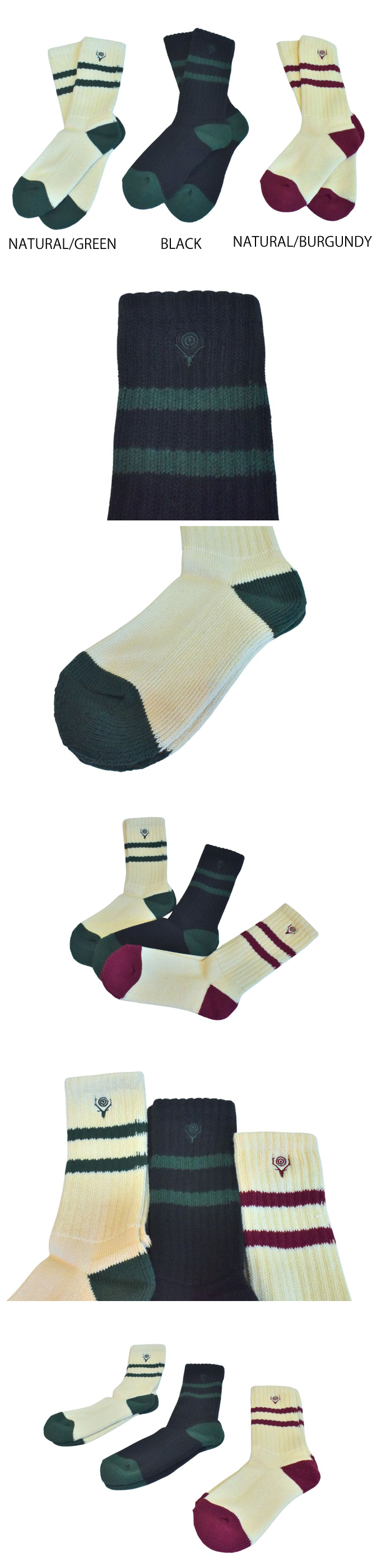 South2 West8 RIBBED SOCKS - LINE SKULL & TARGET