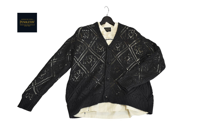 PENDLETON レースステッチ 3ゲージ Vネックカーディガン