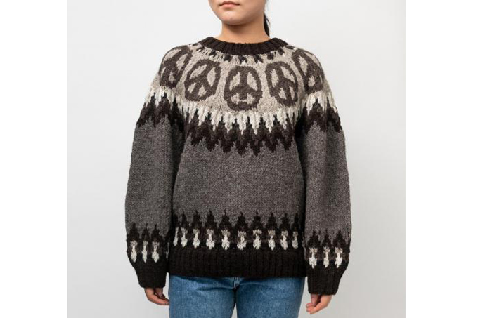 HAVE A GRATEFUL DAY PEACE PATTERN KNIT CREW