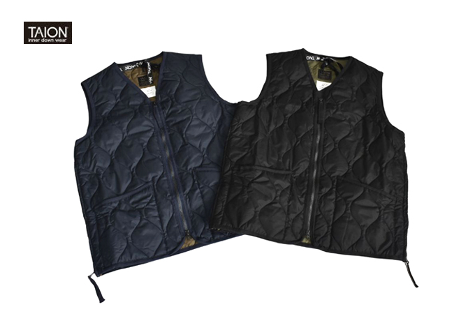 TAION 【UNISEX】 MILITARY W-ZIP V NECK DOWN VEST