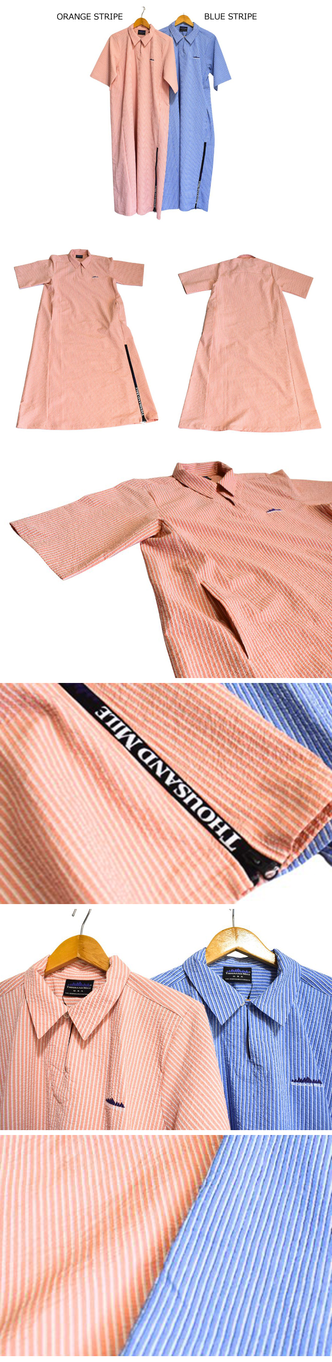 THOUSAND MILE [L's]SHORT SLEEVE SKIPPER OP SEERSUCKER STRIPE