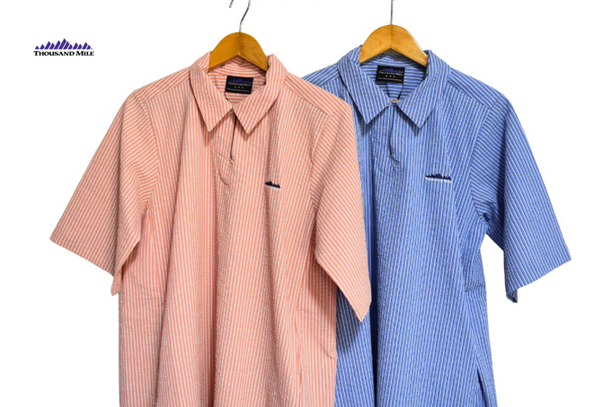THOUSAND MILE [L's]SHORT SLEEVE SKIPPER OP SEERSUCKER STRIPE