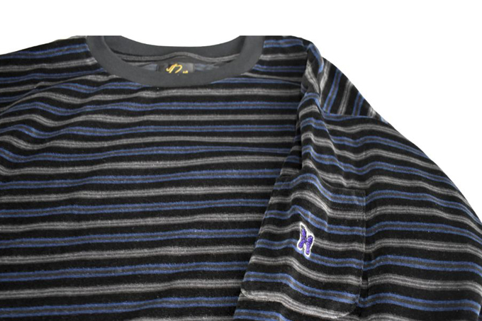 Needles L/S CREW NECK TEE - STRIPE VELOUR